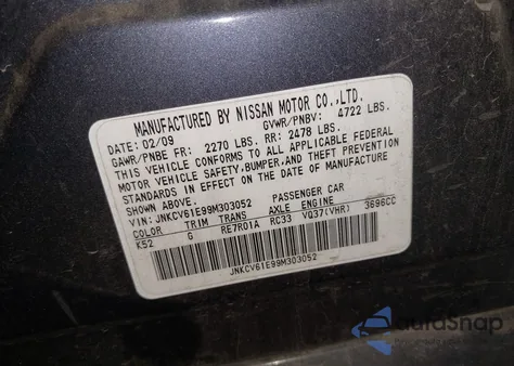 2009 Infiniti G37 Journey z USA, uszkodzony, nr VIN JNKCV61E99M303052